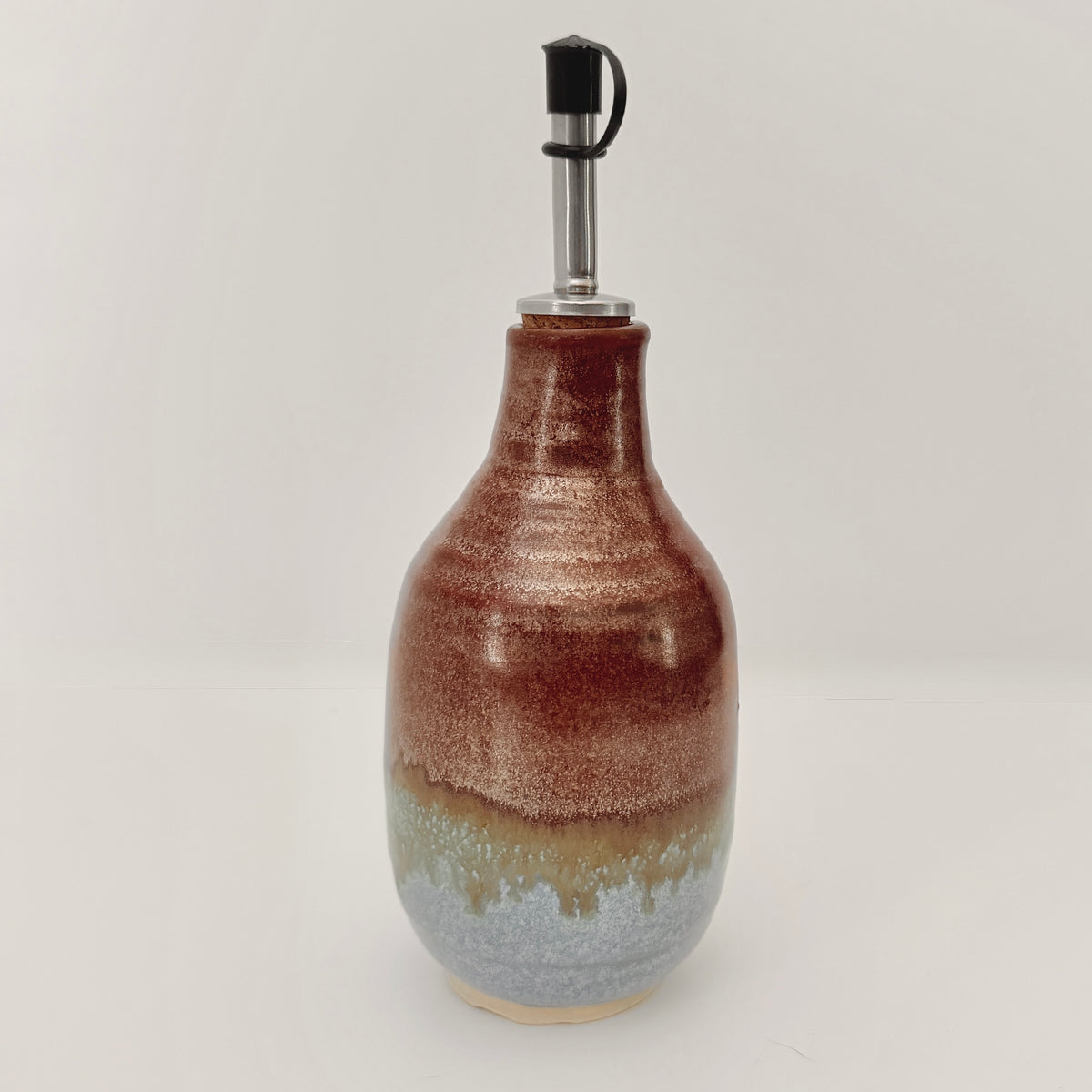 Bottle with Pour Spout in Rust and Sky Blue