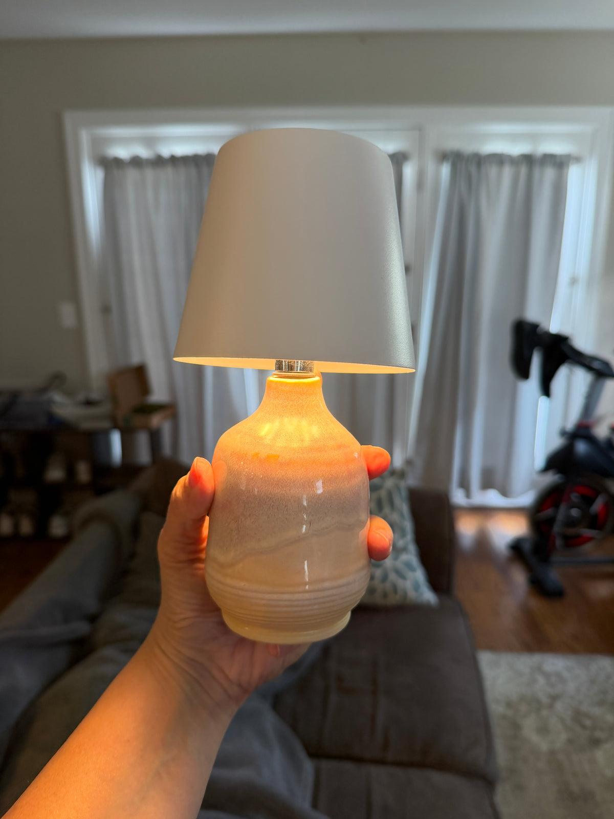 Bottle Vase in Mauve and Sand