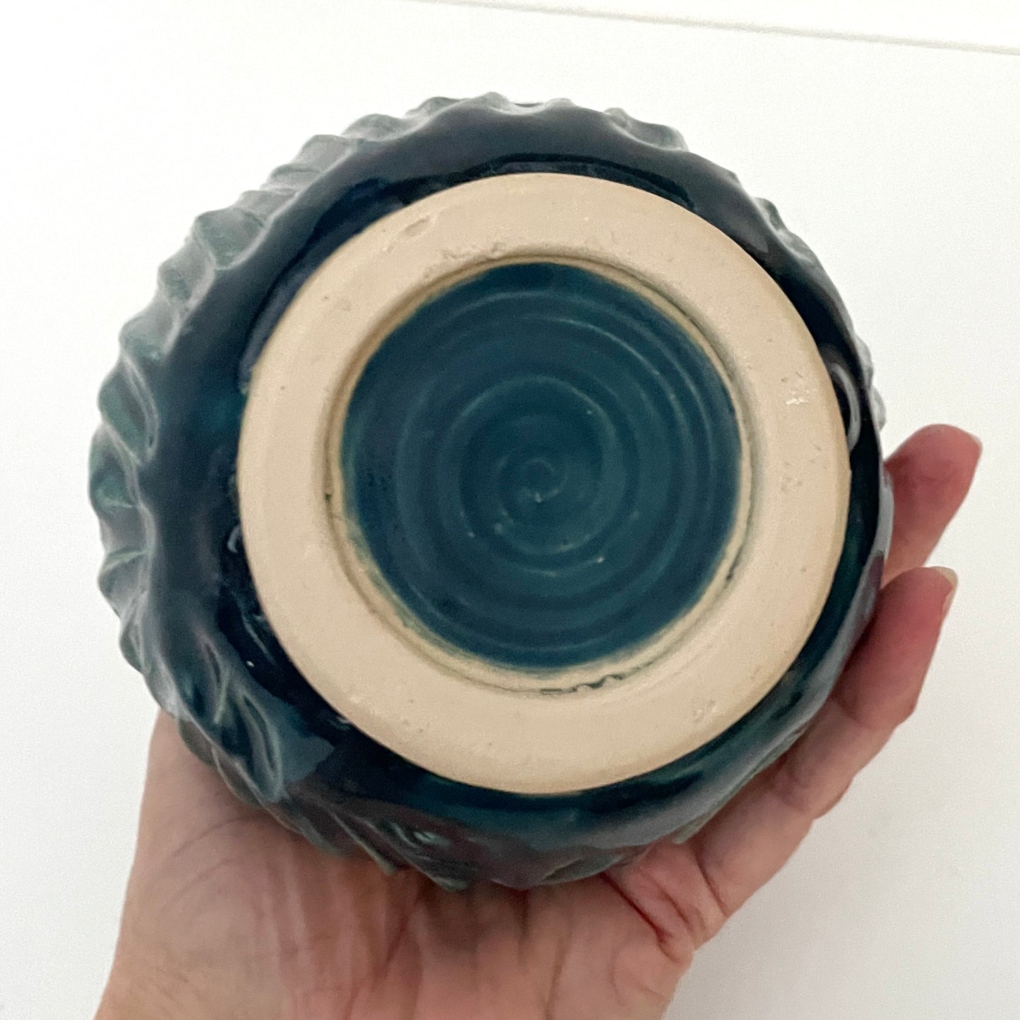 Small carved bud vase in Dark Teal