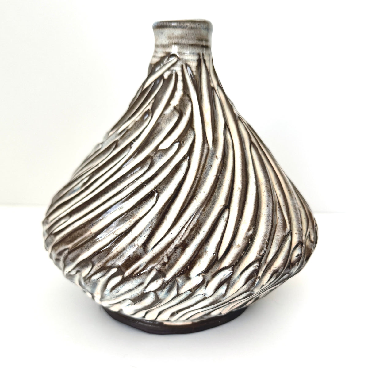 Carved Vase in Chocolate Stoneware