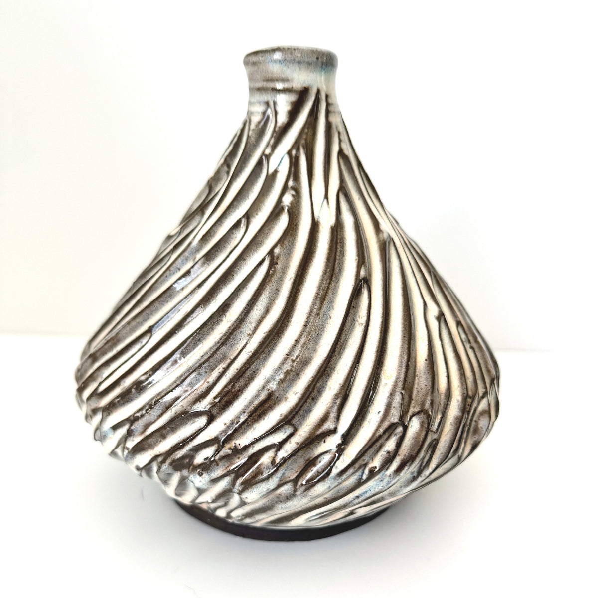 Carved Vase in Chocolate Stoneware