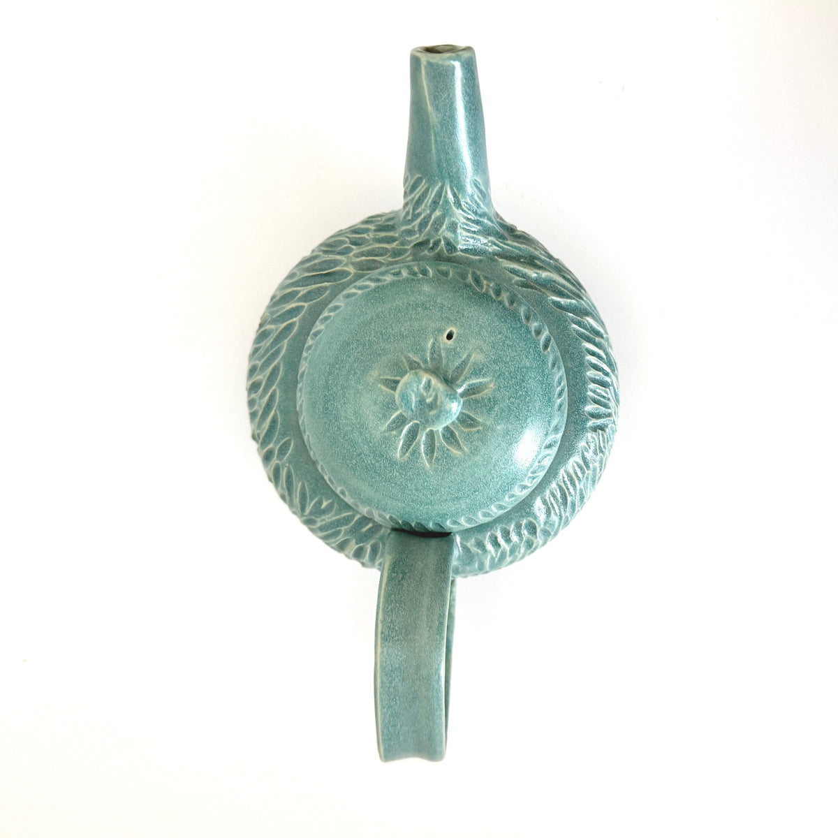 Carved Teapot in Frosty Blue
