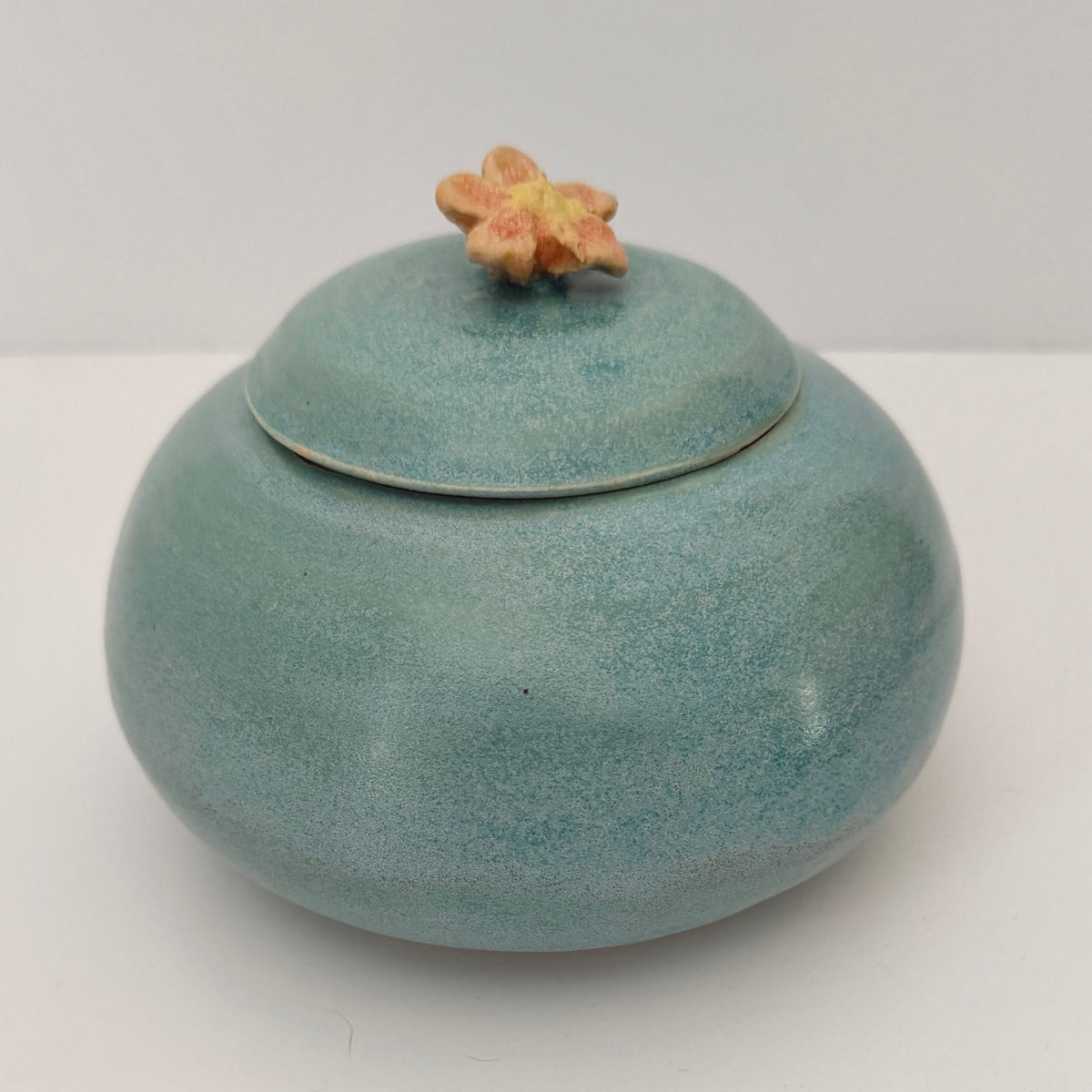 Squat Lidded Jar in Frosty Blue