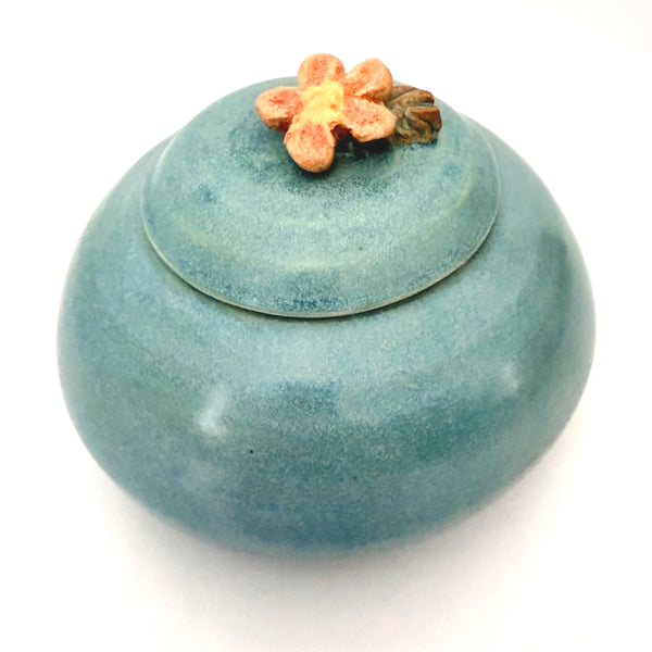 Squat Lidded Jar in Frosty Blue