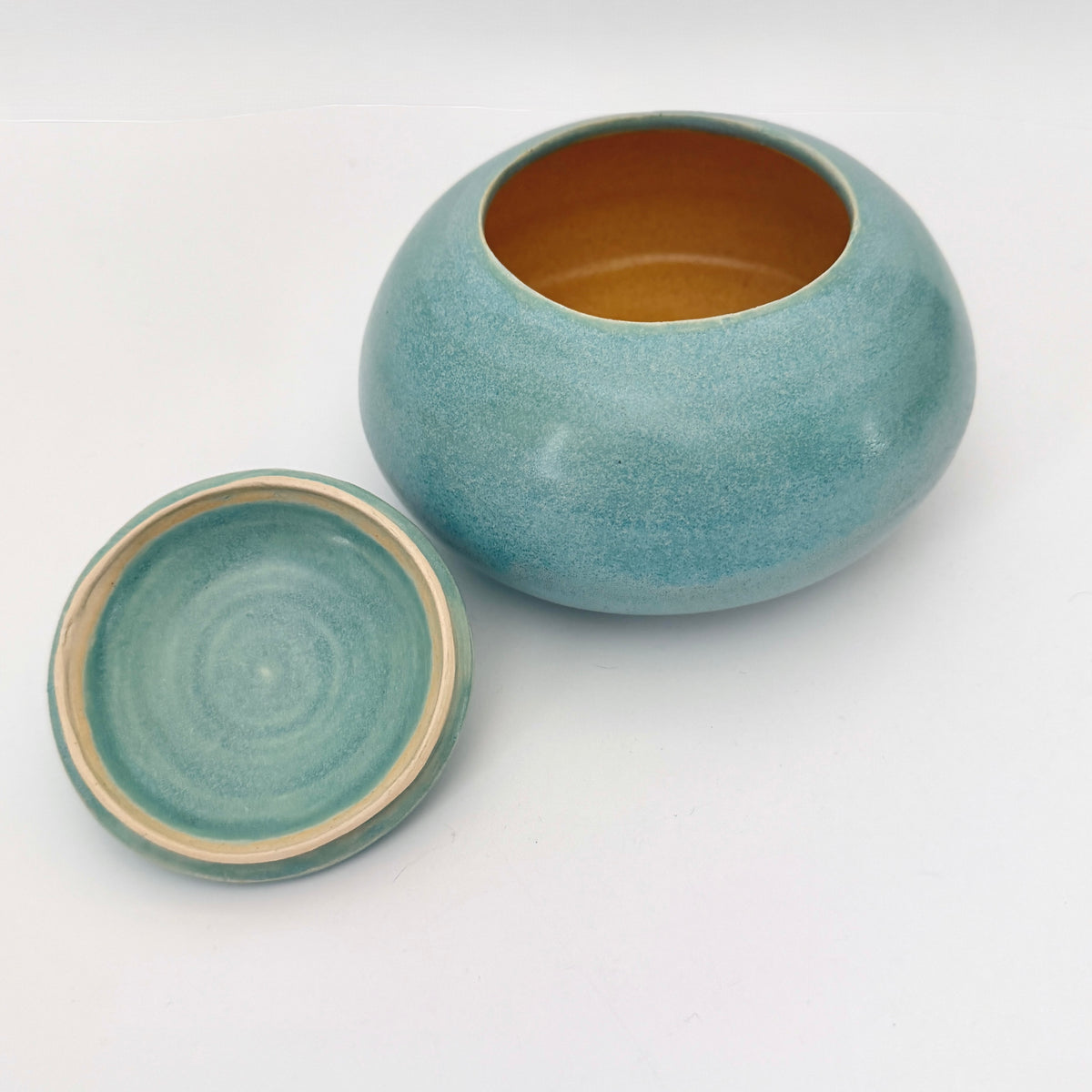 Squat Lidded Jar in Frosty Blue