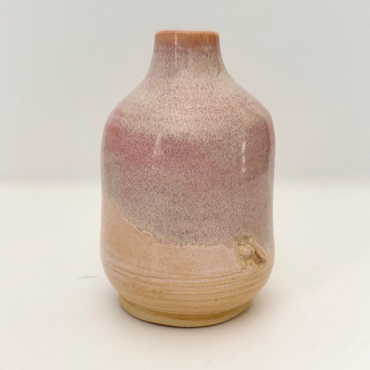 Bottle Vase in Mauve and Sand