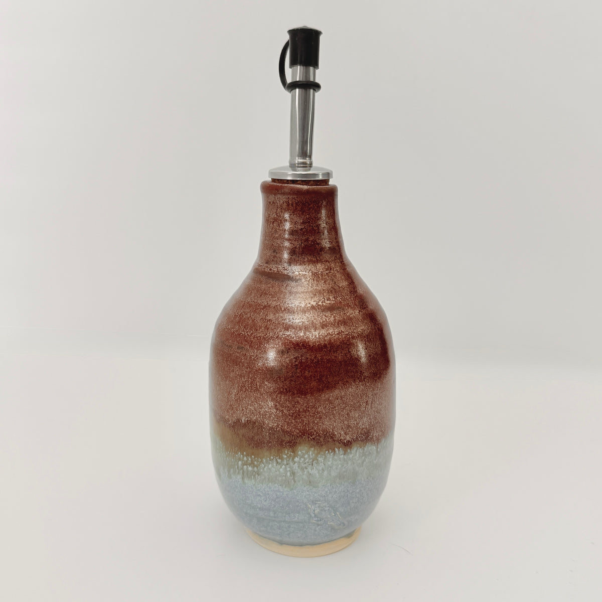 Bottle with Pour Spout in Rust and Sky Blue