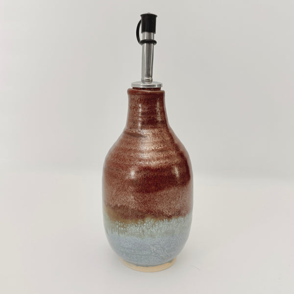 Bottle with Pour Spout in Rust and Sky Blue