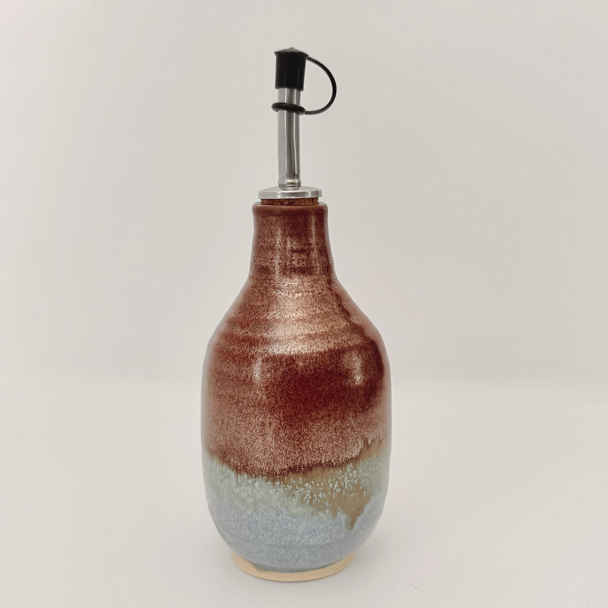 Bottle with Pour Spout in Rust and Sky Blue