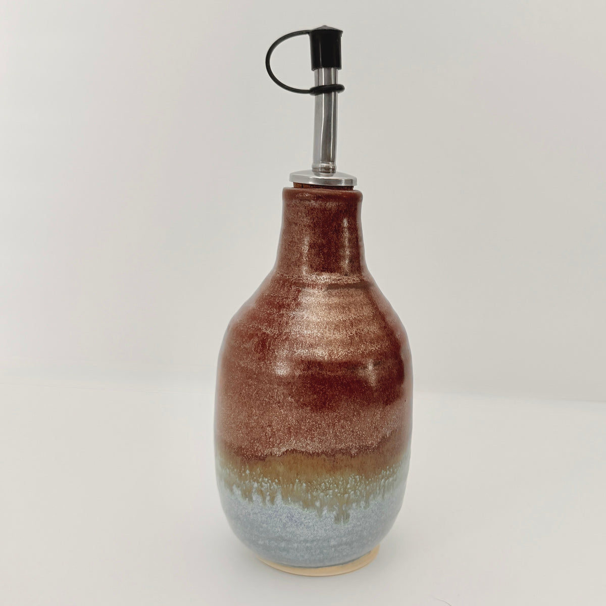 Bottle with Pour Spout in Rust and Sky Blue