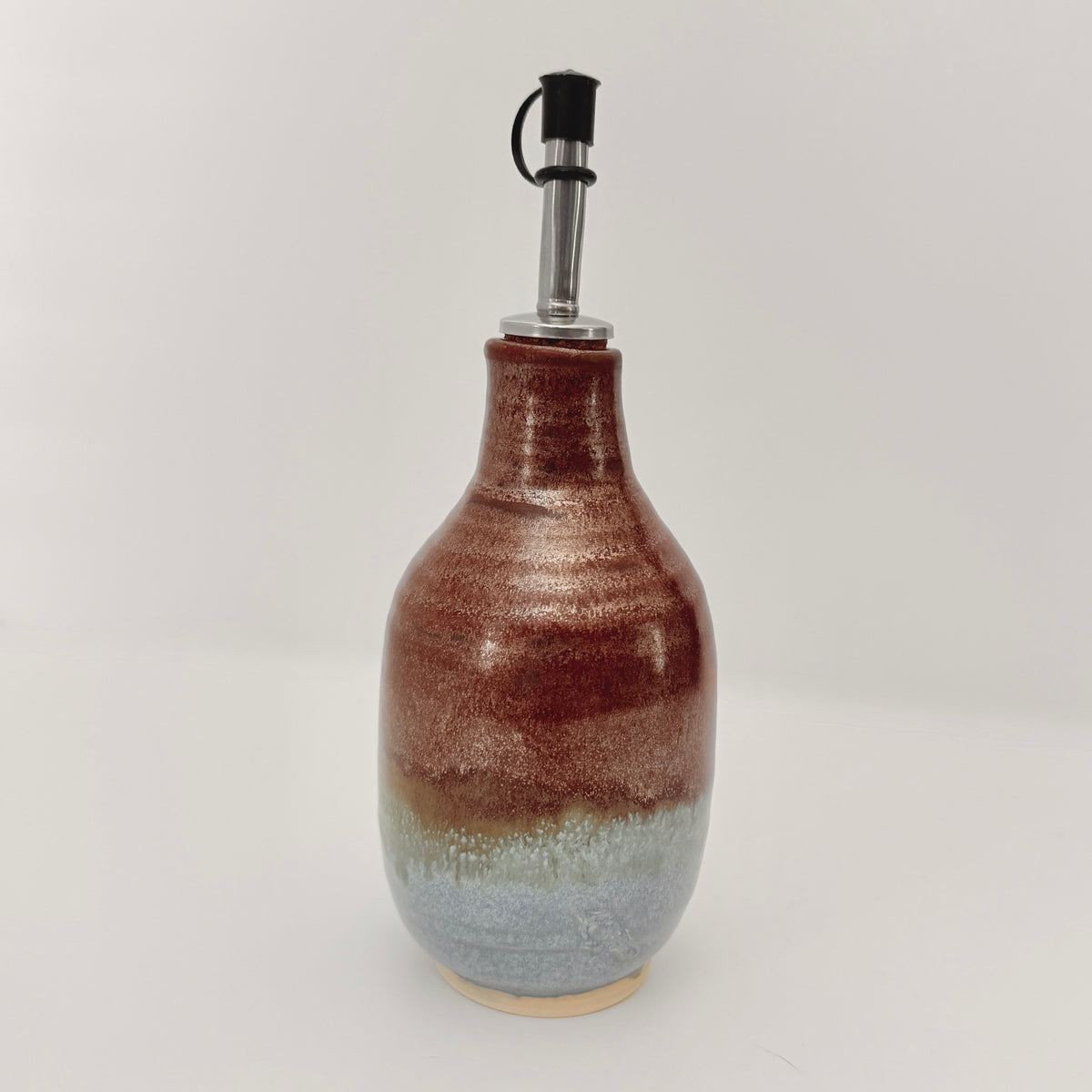 Bottle with Pour Spout in Rust and Sky Blue