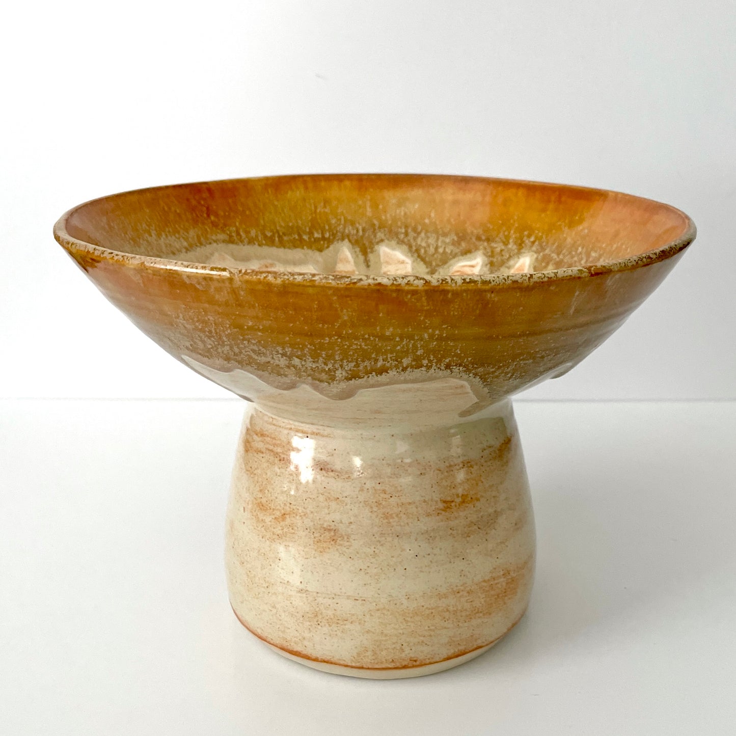 Cream and Gold Pedestal Bowl