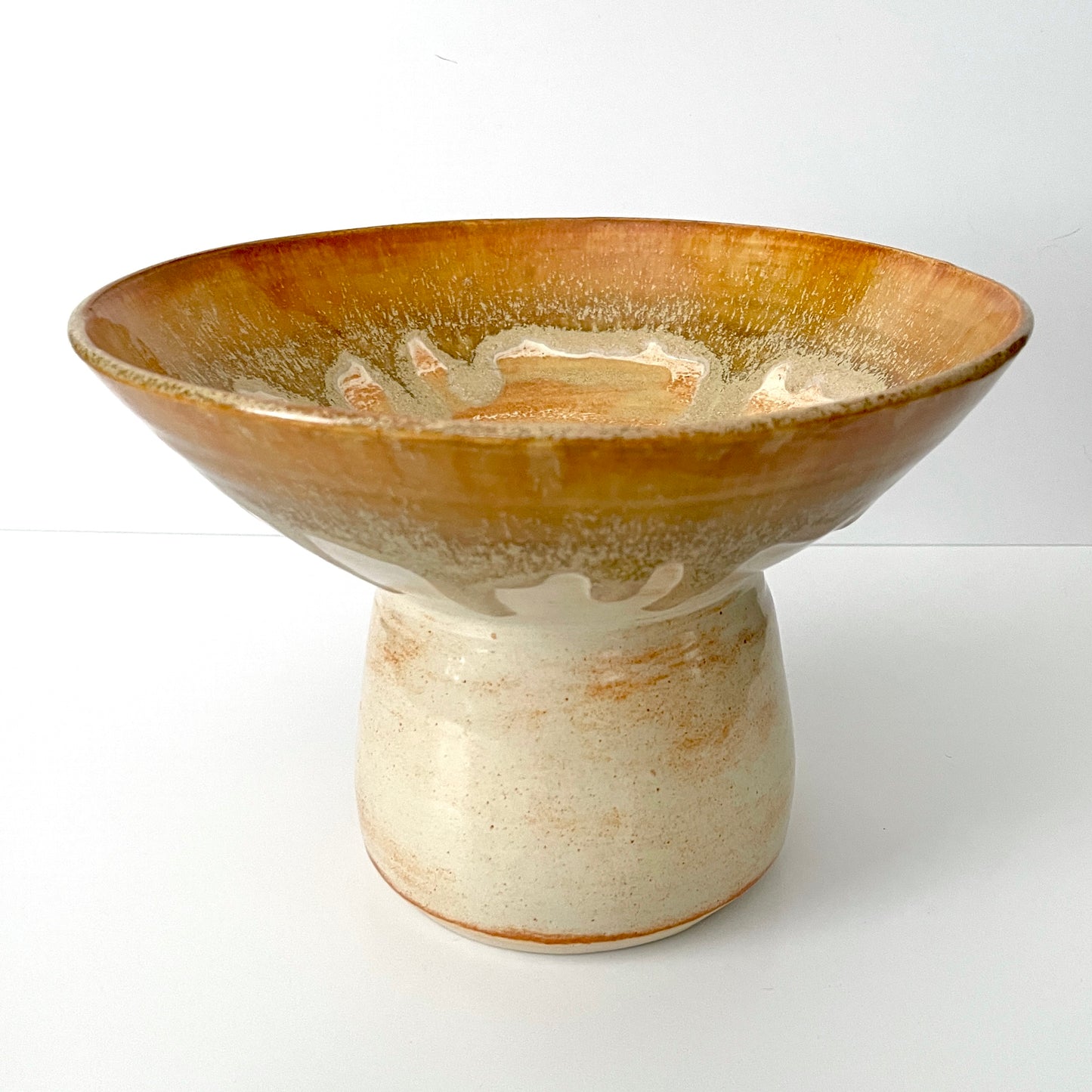 Cream and Gold Pedestal Bowl
