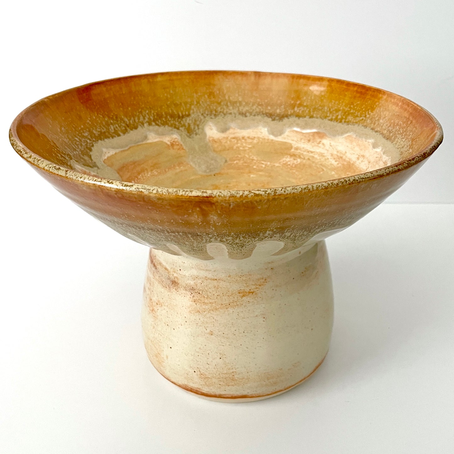 Cream and Gold Pedestal Bowl