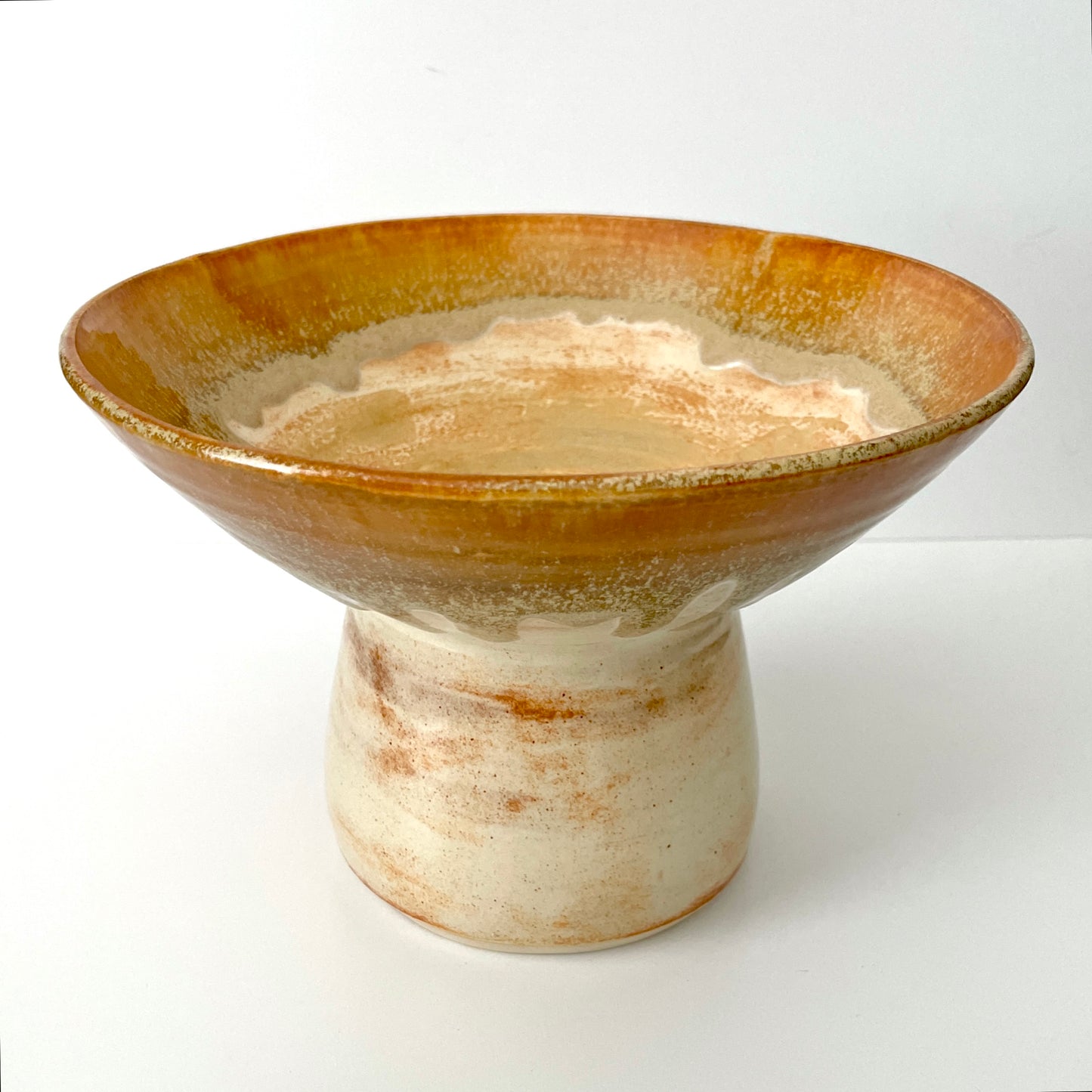 Cream and Gold Pedestal Bowl