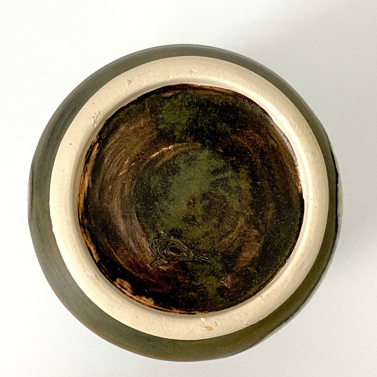 Lidded Ceramic Jar in Light blue and brown