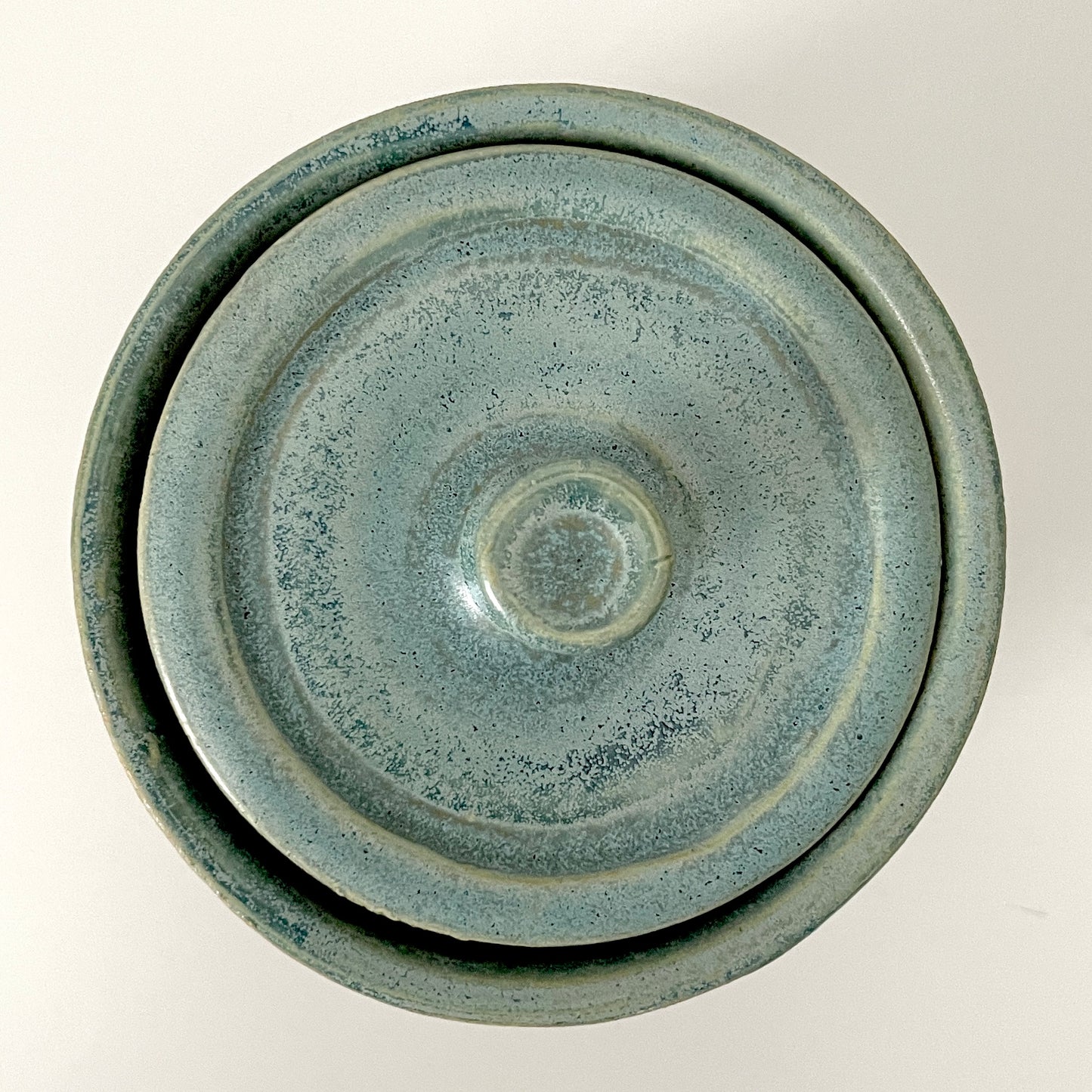 Lidded Ceramic Jar in Light blue and brown