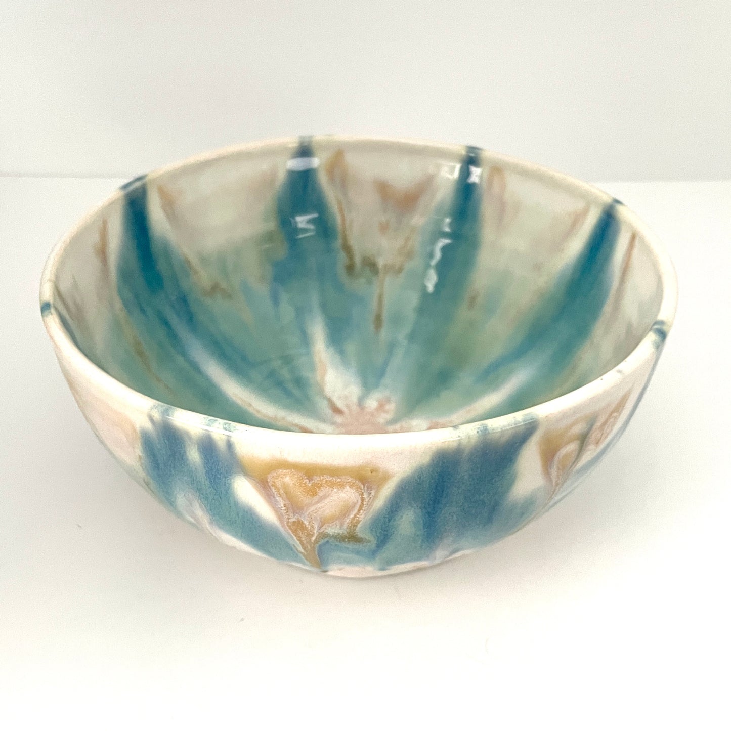 Porcelain Serving Bowl with Flower Glaze Design