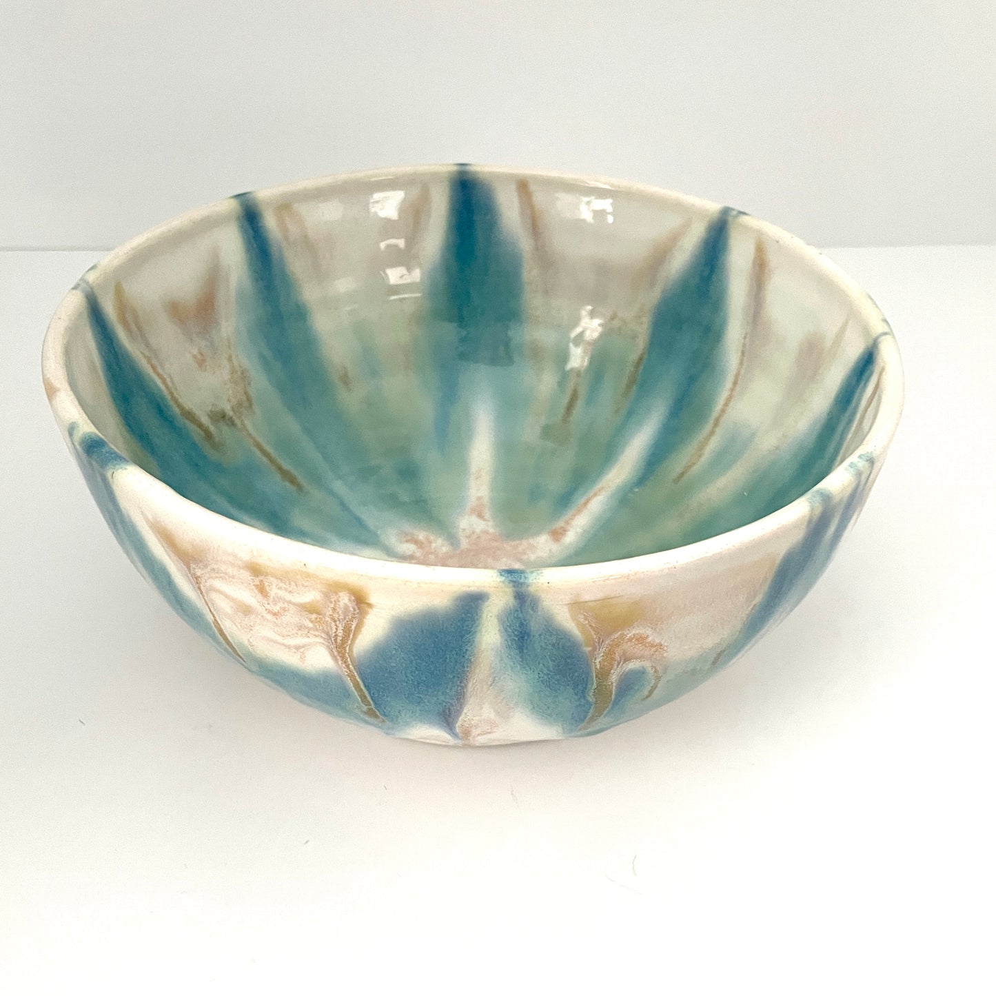 Porcelain Serving Bowl with Flower Glaze Design