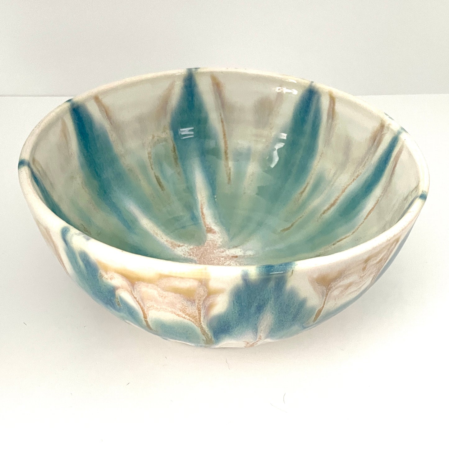 Porcelain Serving Bowl with Flower Glaze Design