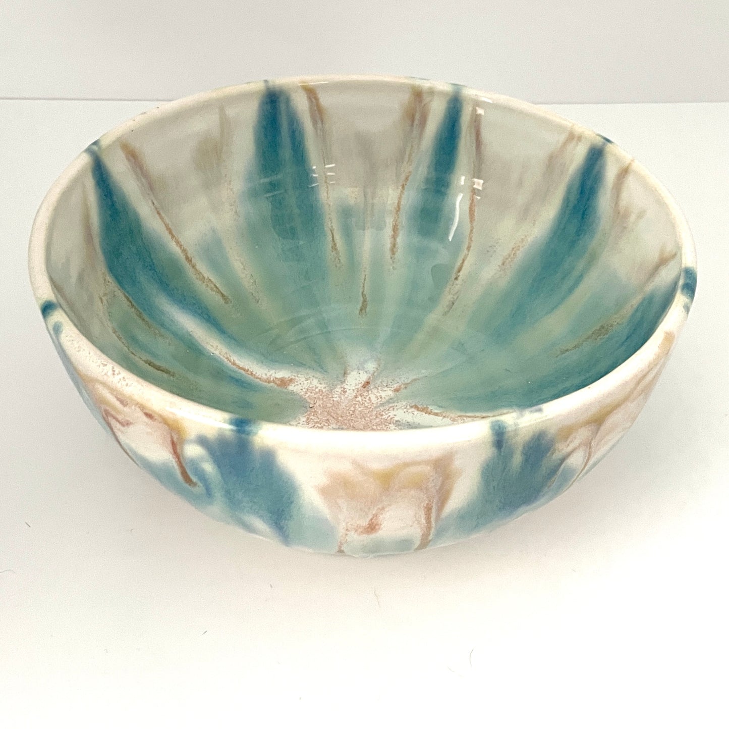 Porcelain Serving Bowl with Flower Glaze Design