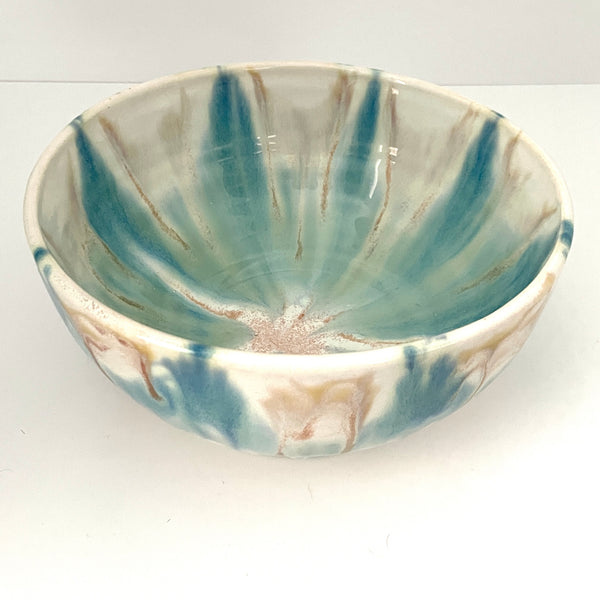 Porcelain Serving Bowl with Flower Glaze Design