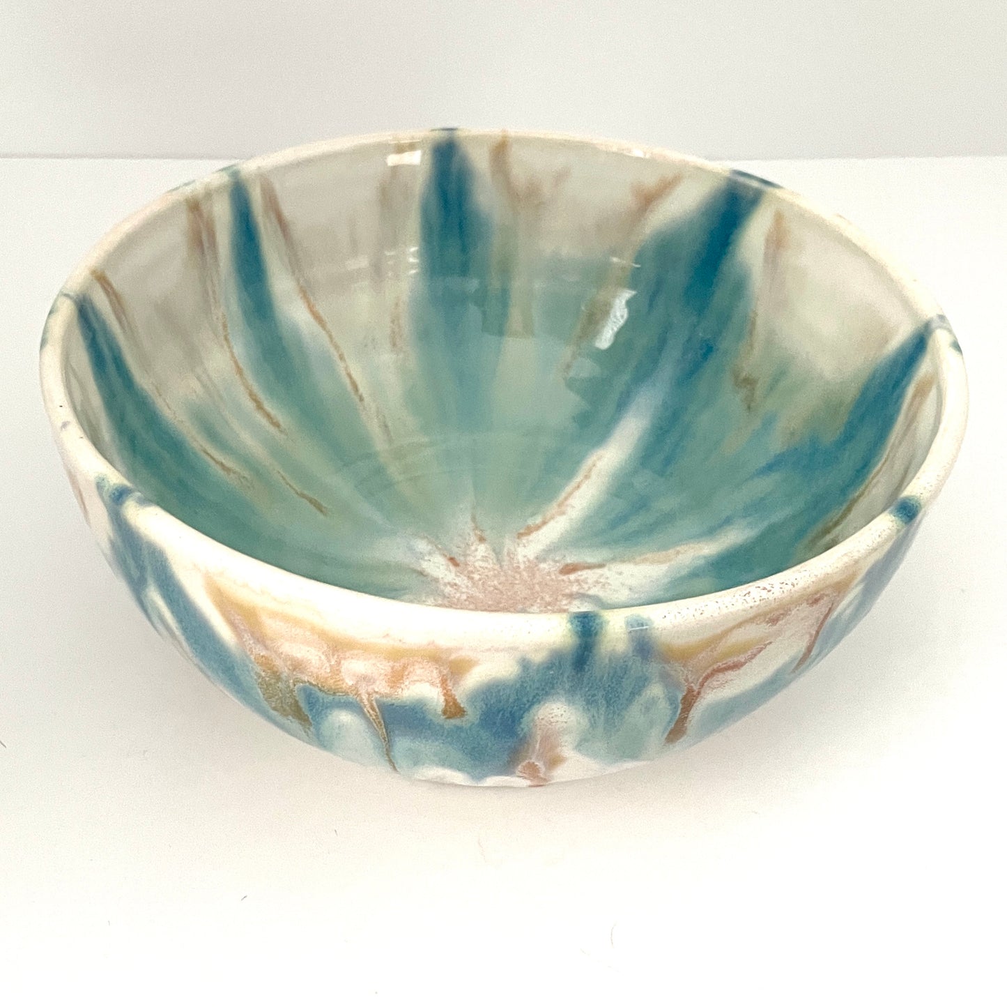 Porcelain Serving Bowl with Flower Glaze Design