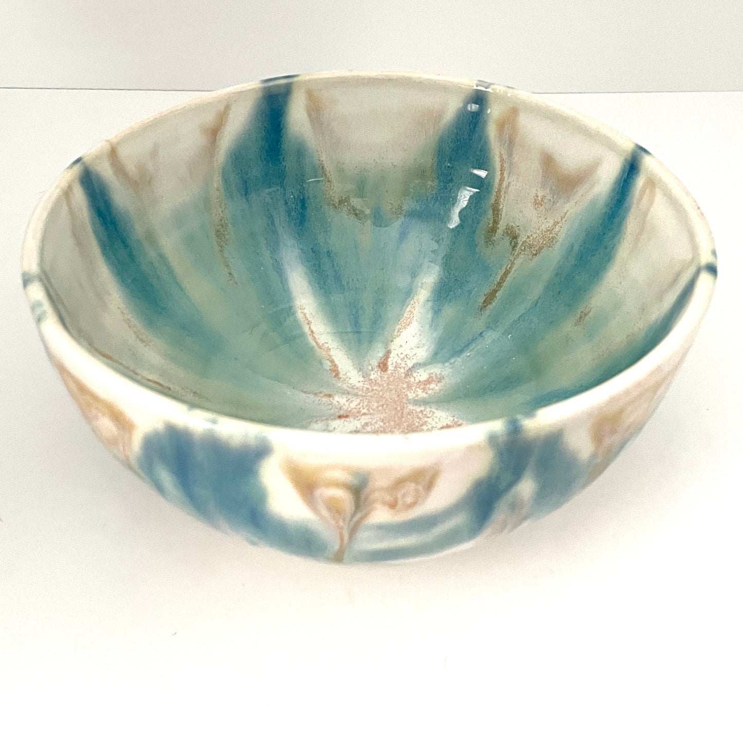 Porcelain Serving Bowl with Flower Glaze Design