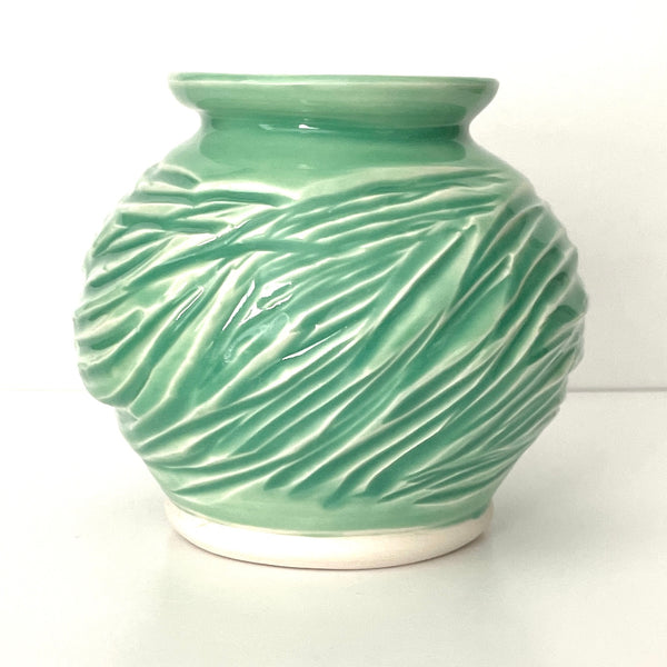 Small Light Green Porcelain Carved Vase