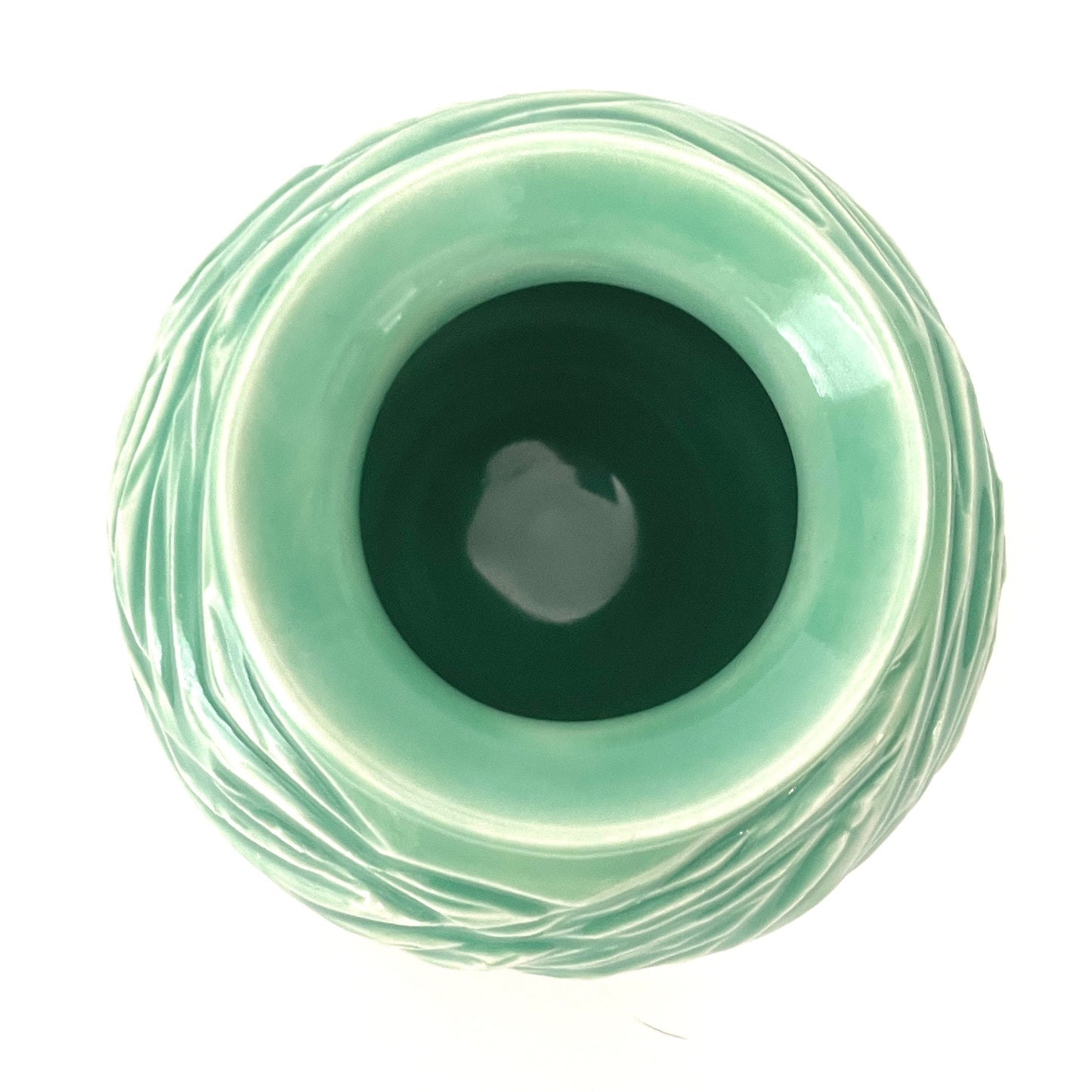 Small Light Green Porcelain Carved Vase