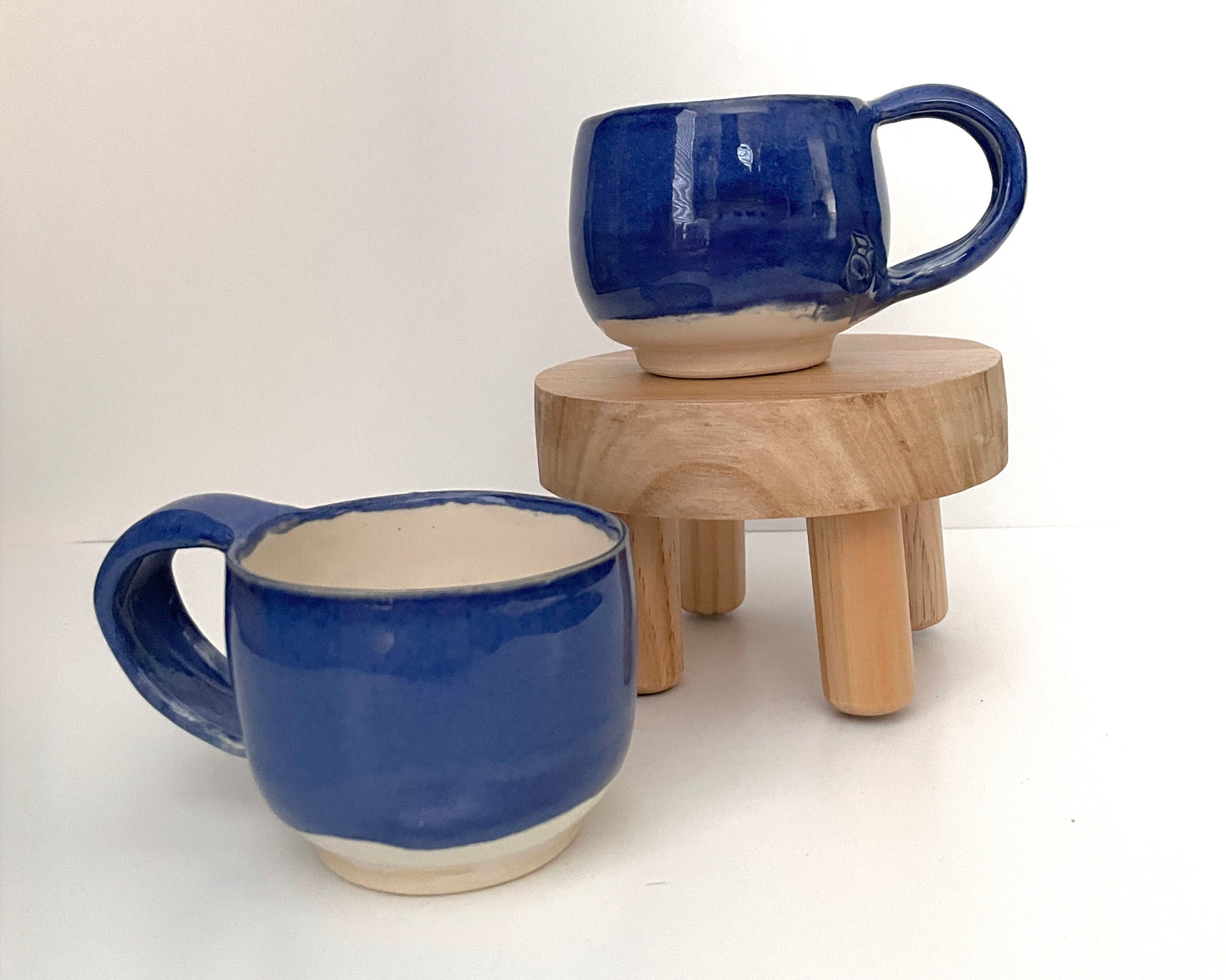 Deep blue and white espresso or tea cup
