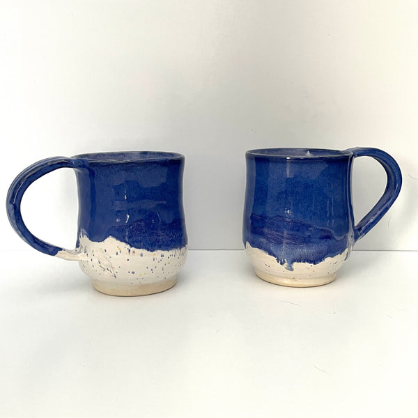 Deep blue and white speckled mug