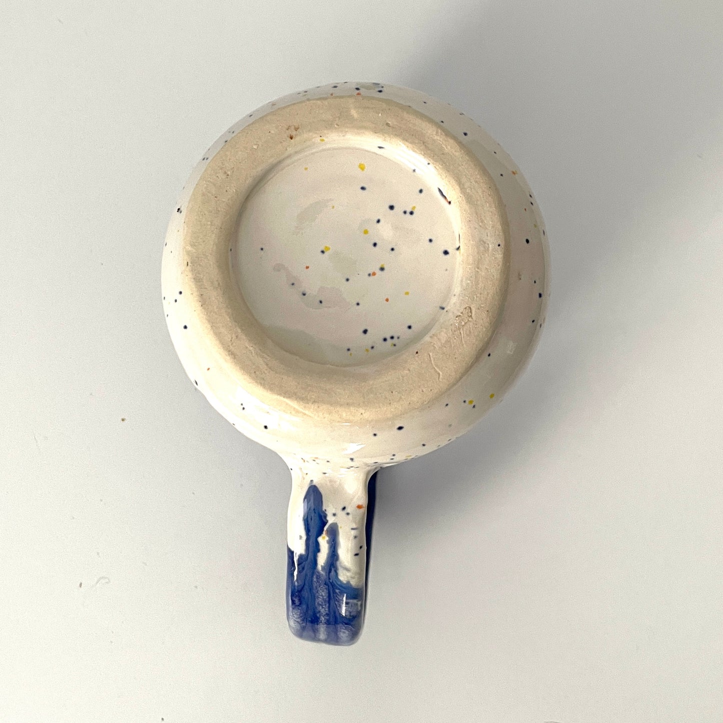Deep blue and white speckled mug