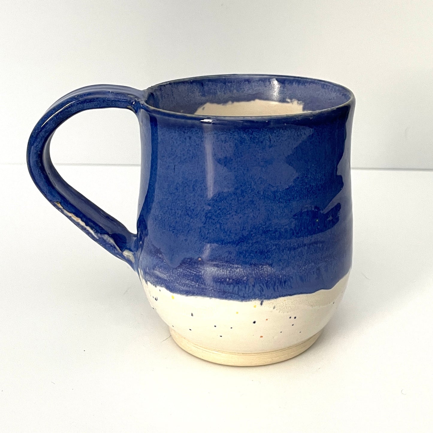 Deep blue and white speckled mug
