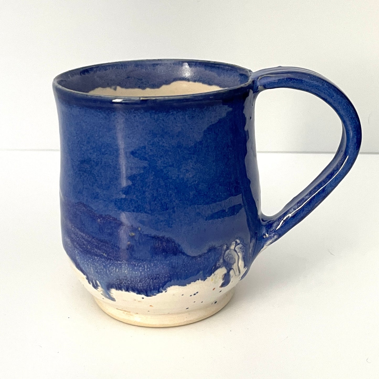 Deep blue and white speckled mug