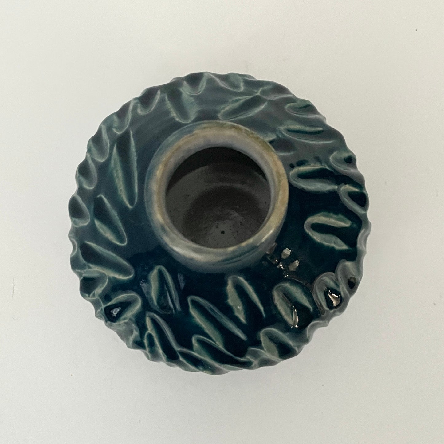 Small carved bud vase in Dark Teal