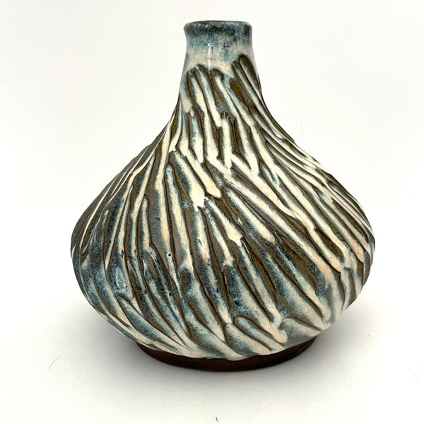 Carved Bottle Vase in Chocolate Clay