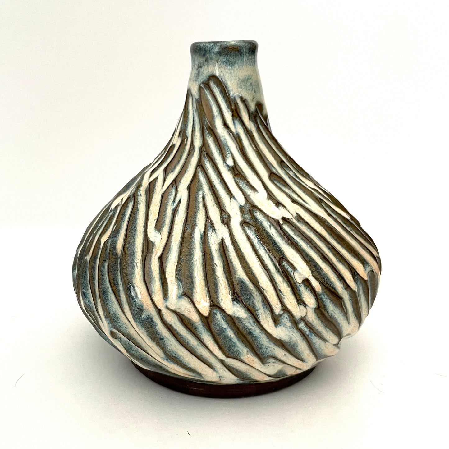 Carved Bottle Vase in Chocolate Clay