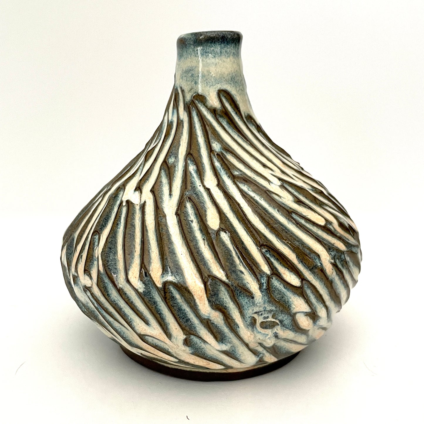 Carved Bottle Vase in Chocolate Clay