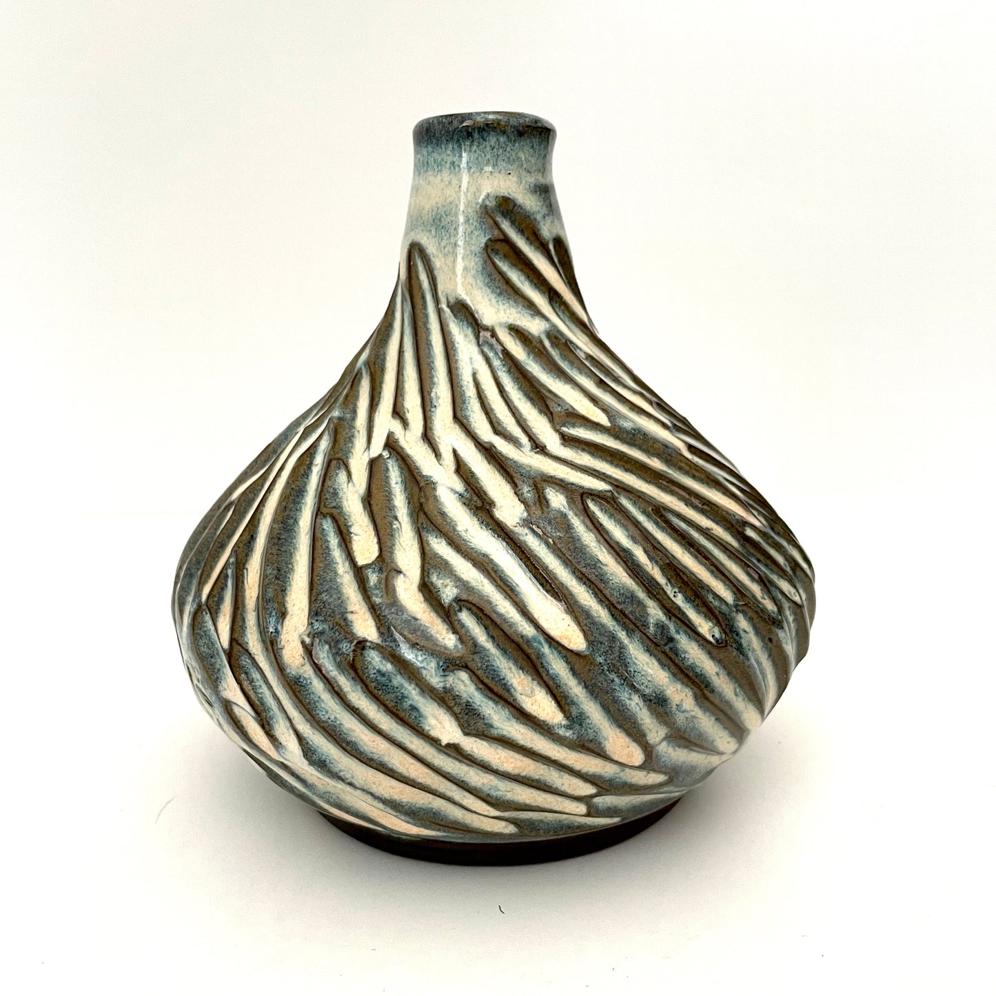 Carved Bottle Vase in Chocolate Clay