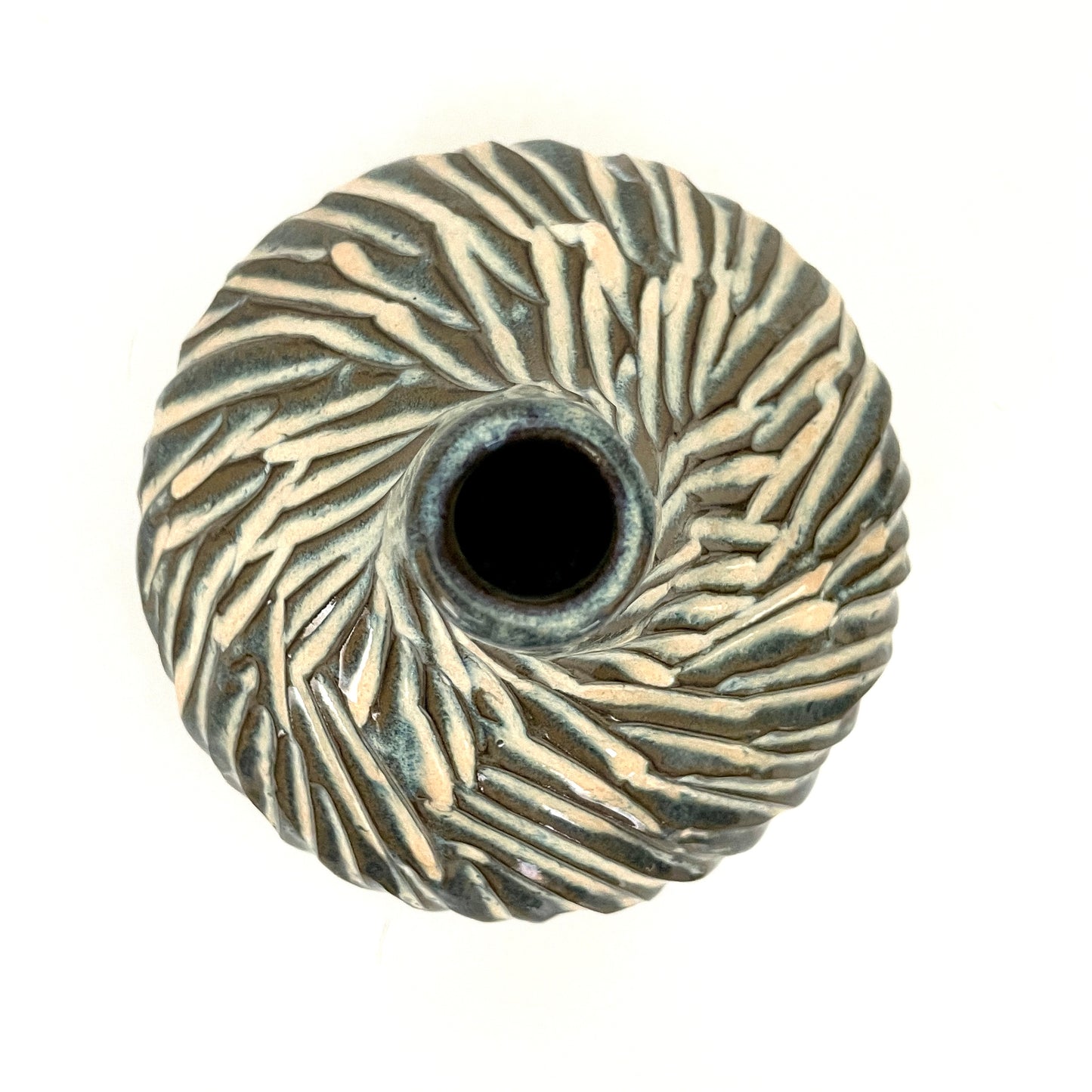 Carved Bottle Vase in Chocolate Clay
