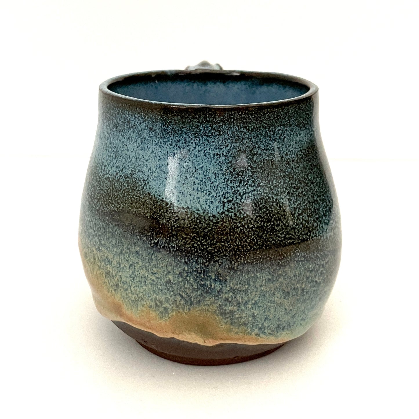 Blue and Cream mug on Dark Clay