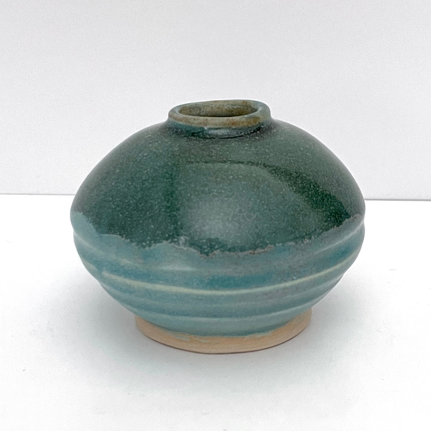 Squat Stoneware Vase — Deep Teal