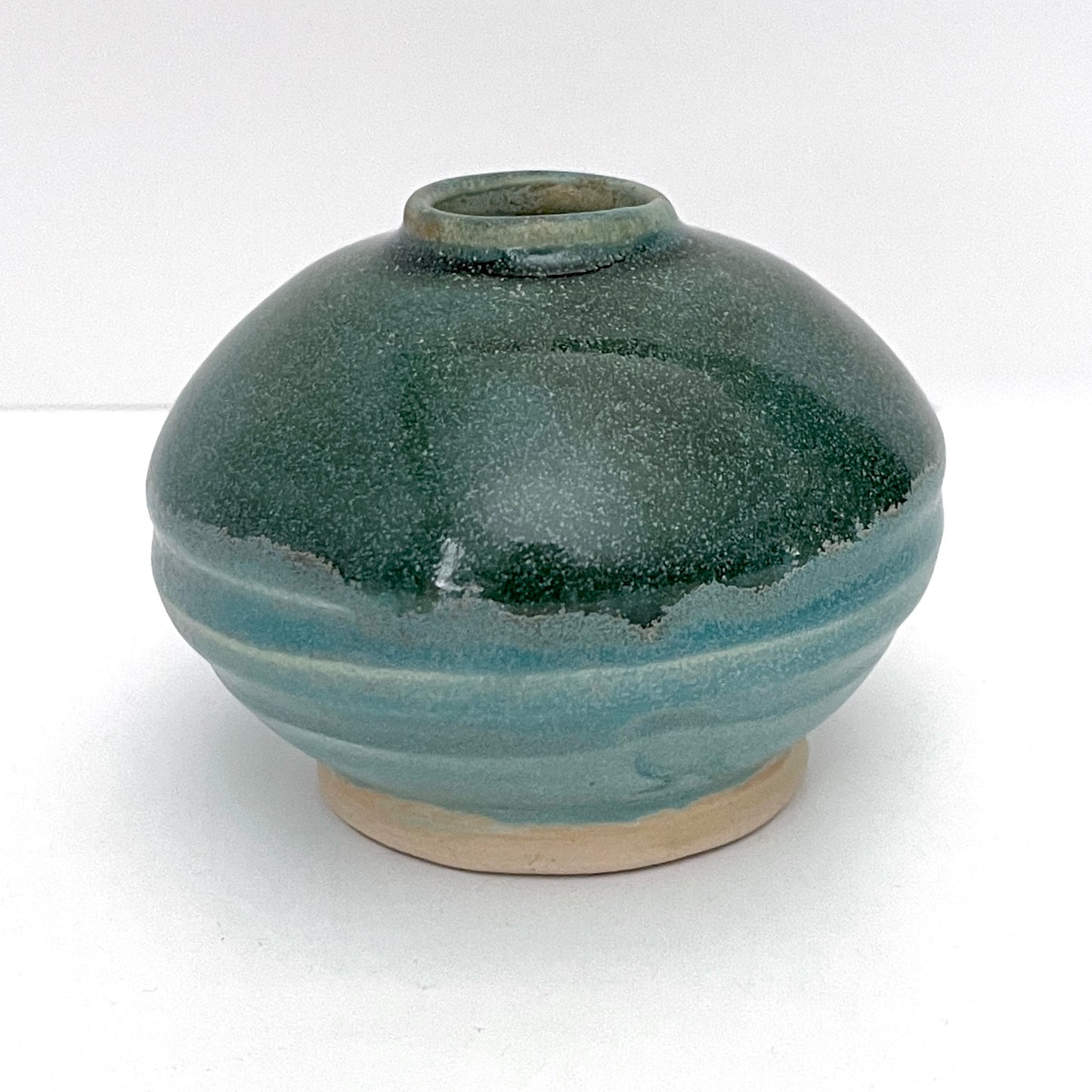 Squat Stoneware Vase — Deep Teal