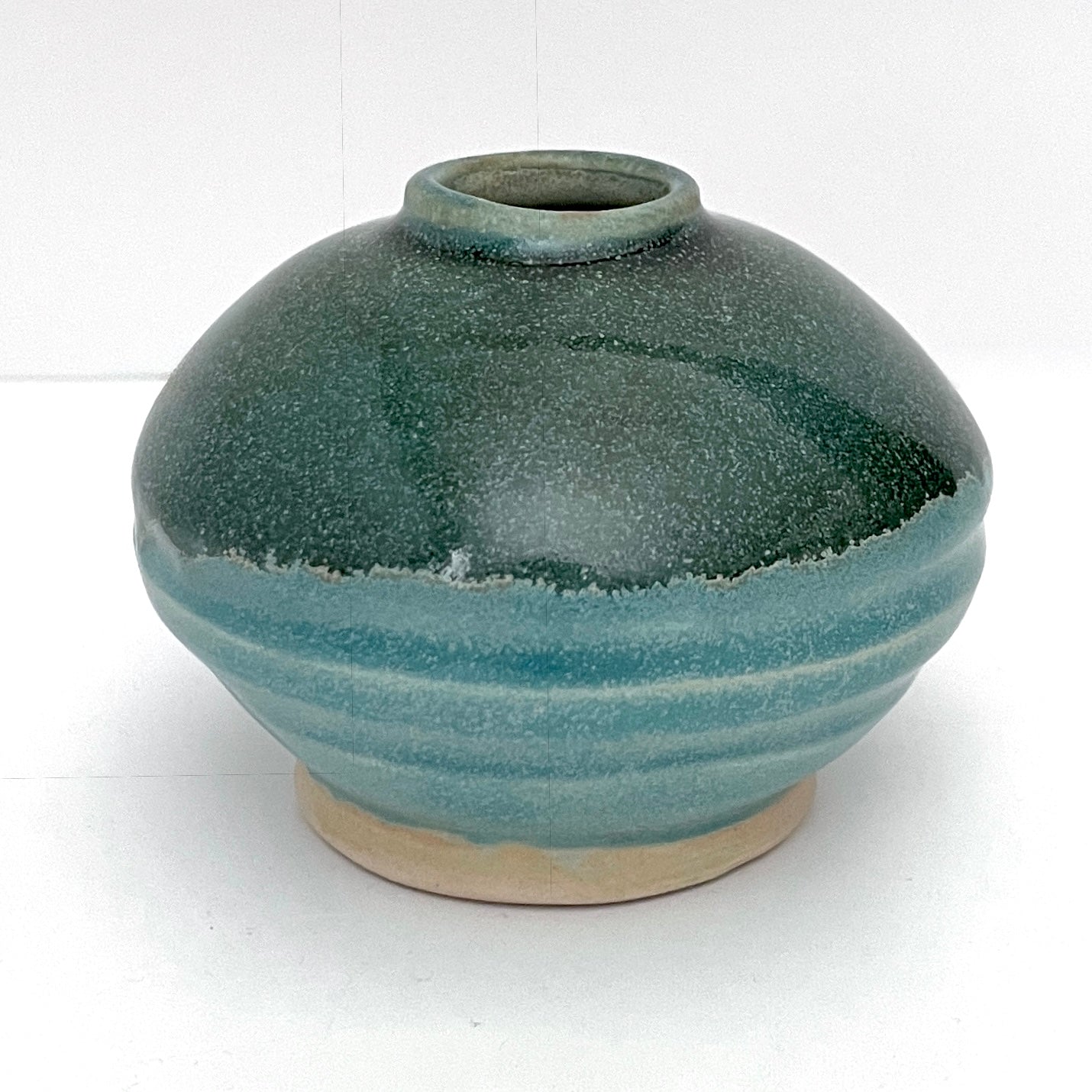 Squat Stoneware Vase — Deep Teal