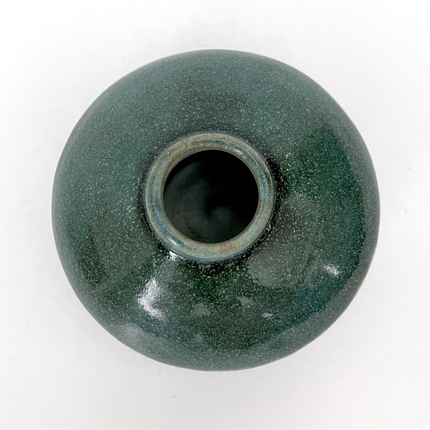 Squat Stoneware Vase — Deep Teal