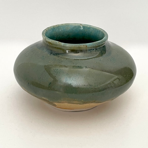 Squat Porcelain Vase — Sage & Honey
