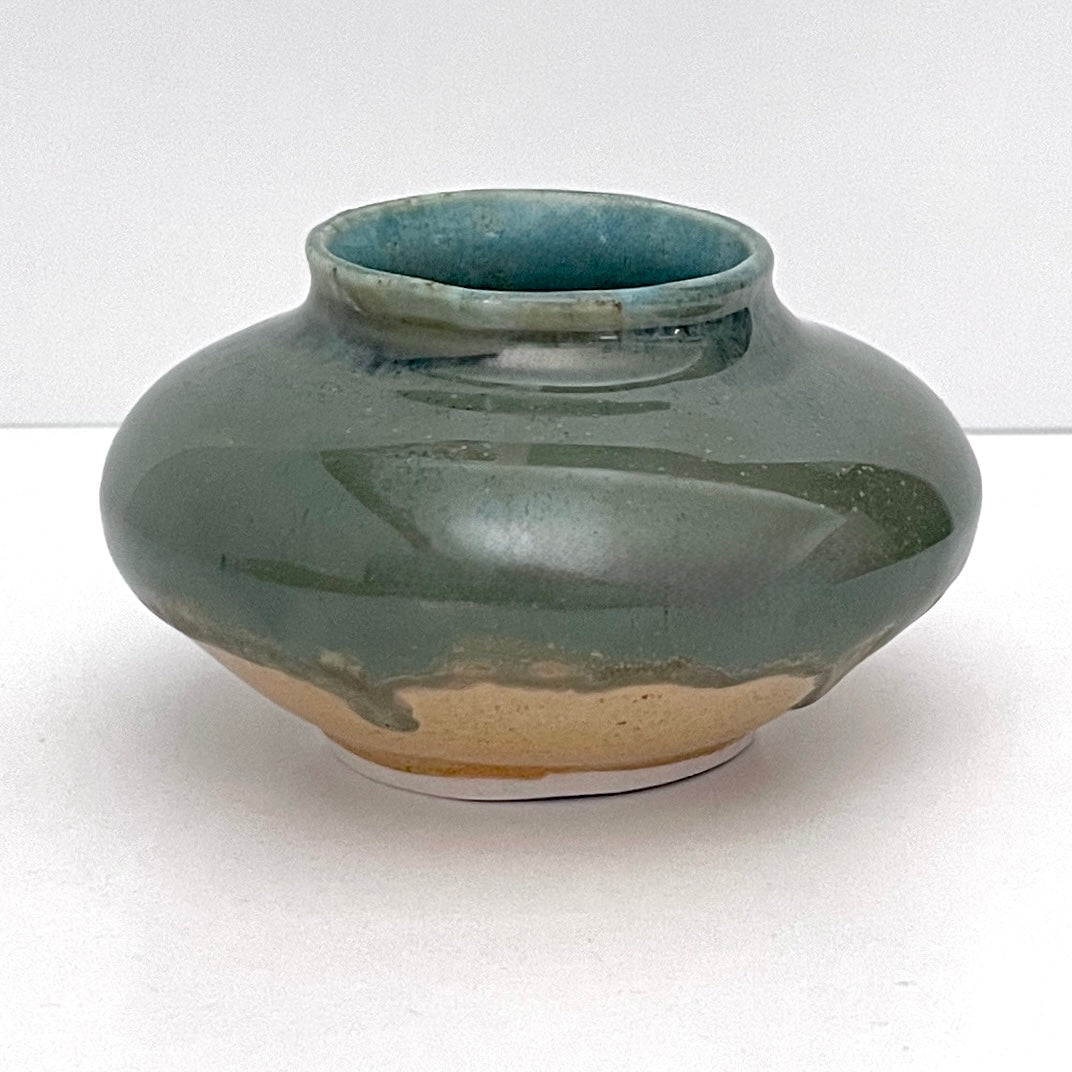 Squat Porcelain Vase — Sage & Honey
