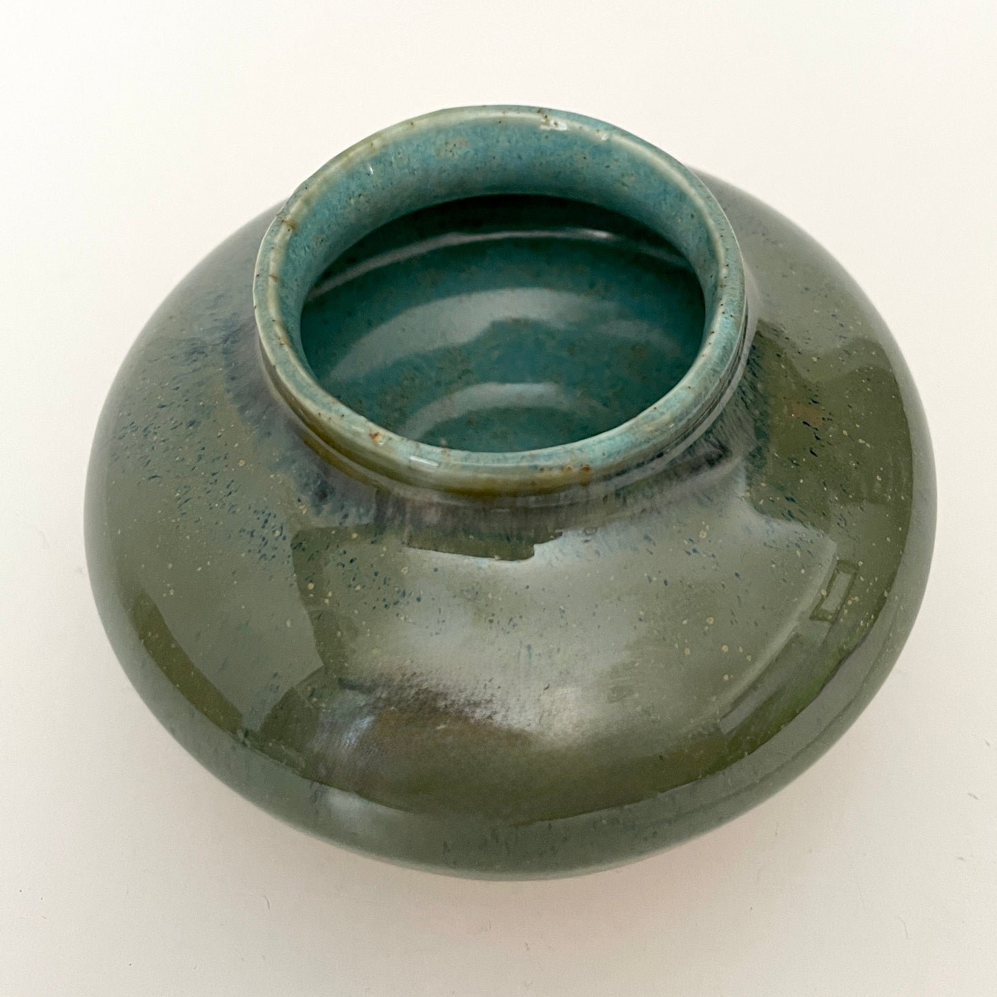 Squat Porcelain Vase — Sage & Honey