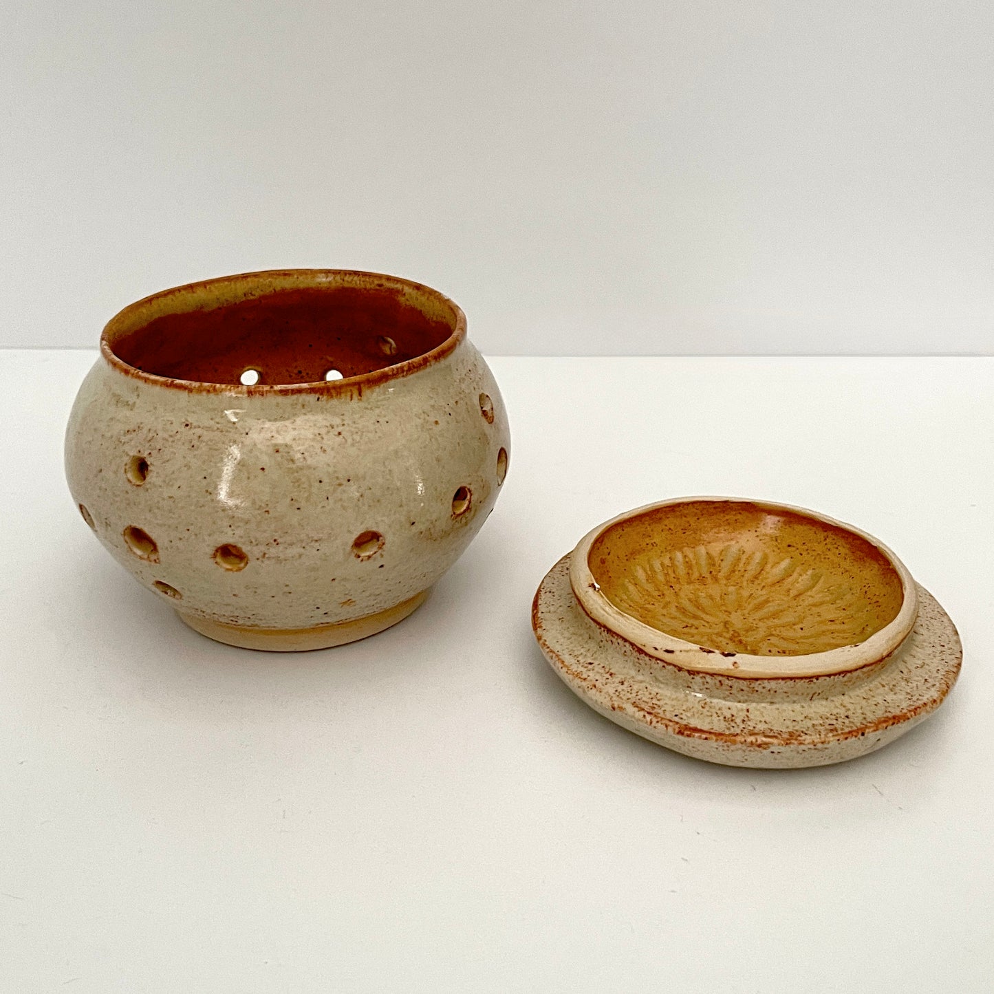 Ceramic Garlic Keeper with Garlic Grater Lid